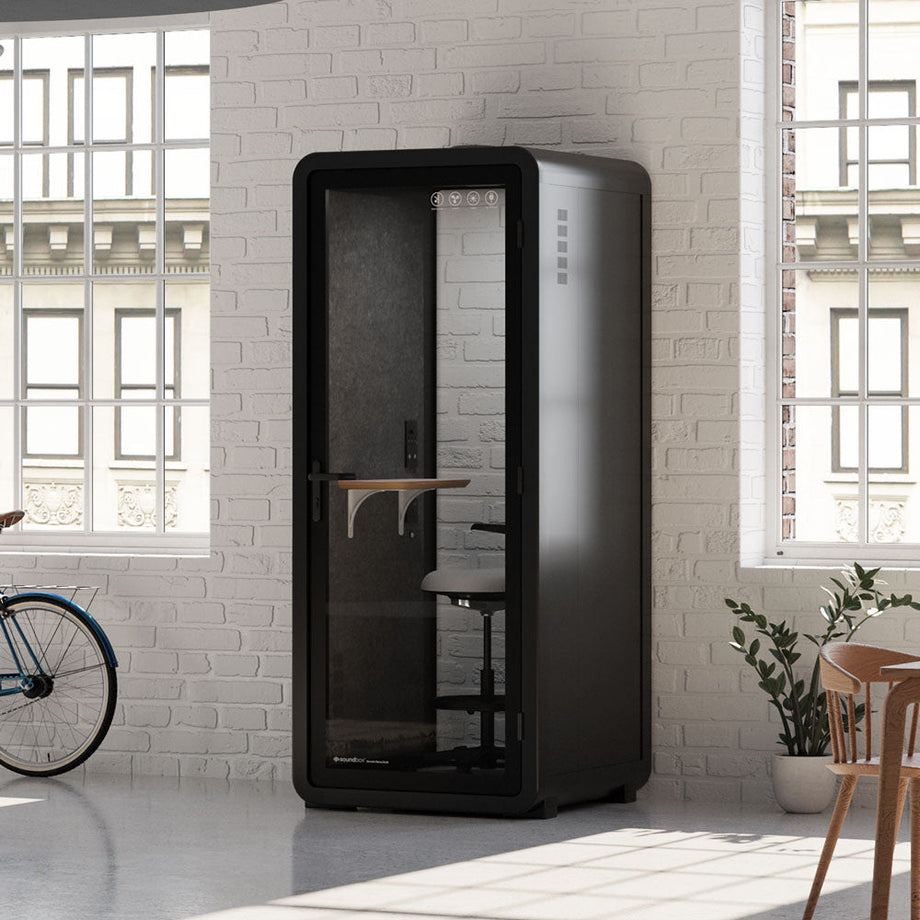 Bureau Pod Quell Acoustique Charcoal / Upgraded Device Shelf / Dark Grey