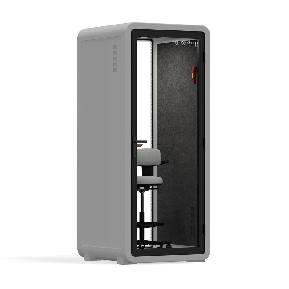 Bureau Pod Quell Acoustique Light Grey / Upgraded Device Shelf / Dark Grey