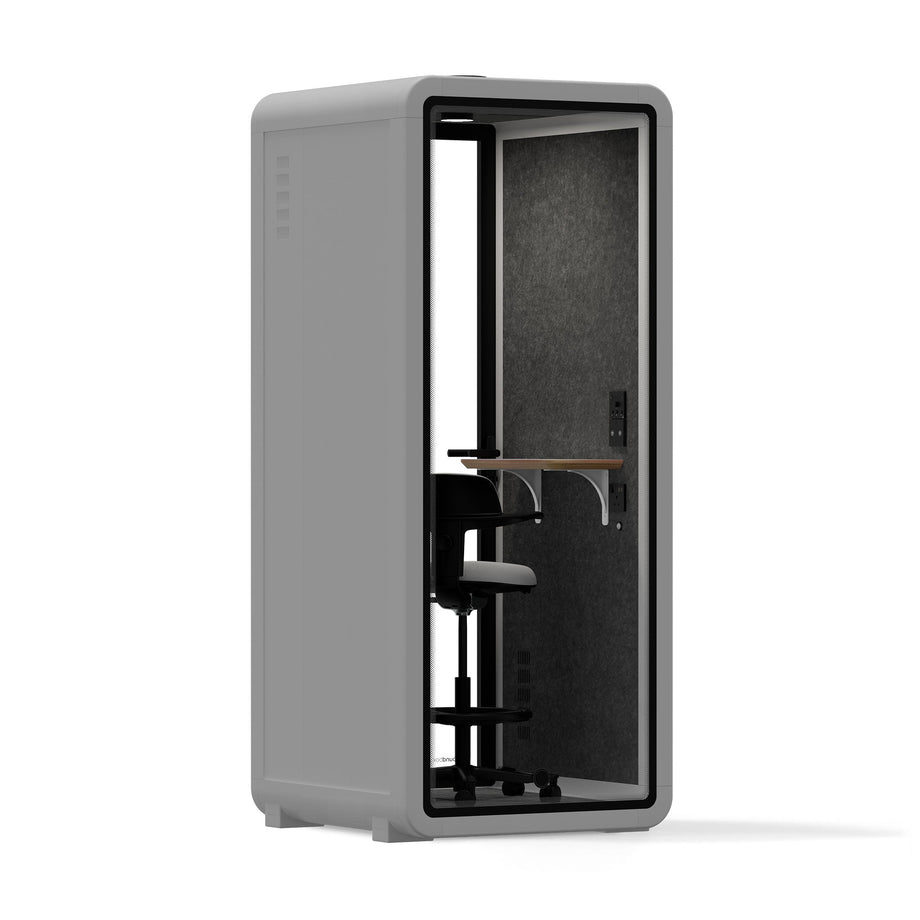Bureau Pod Quell Acoustique Light Grey / Upgraded Device Shelf / Dark Grey