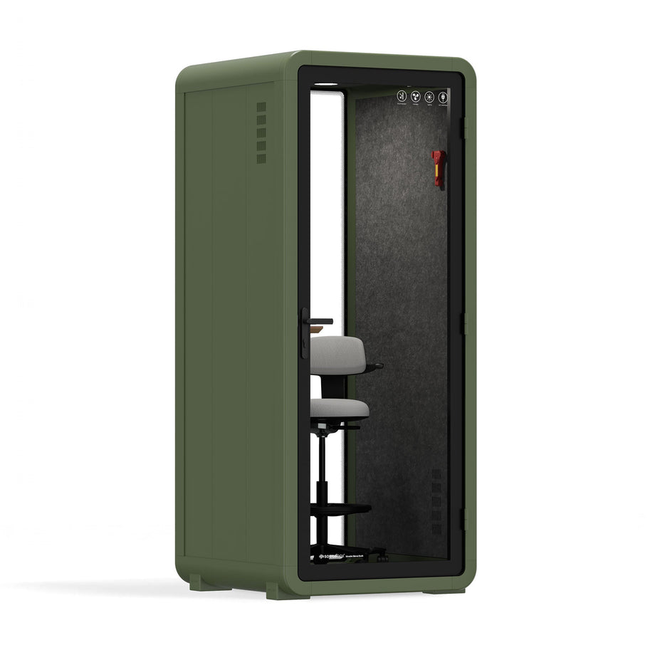 Bureau Pod Quell Acoustique Green / Upgraded Device Shelf / Dark Grey