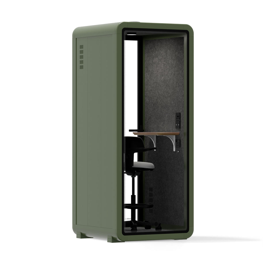 Bureau Pod Quell Acoustique Green / Upgraded Device Shelf / Dark Grey