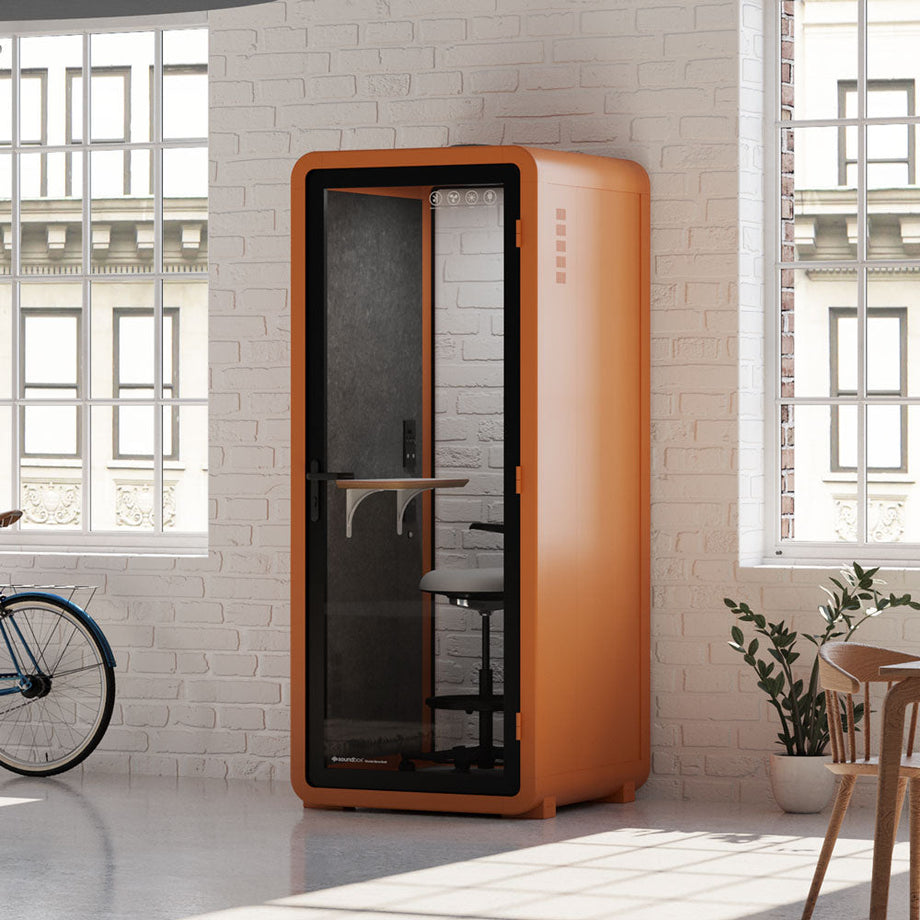 Bureau Pod Quell Acoustique Orange / Upgraded Device Shelf / Dark Grey