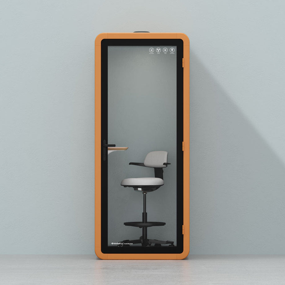 Bureau Pod Quell Acoustique Orange / Upgraded Device Shelf / Dark Grey