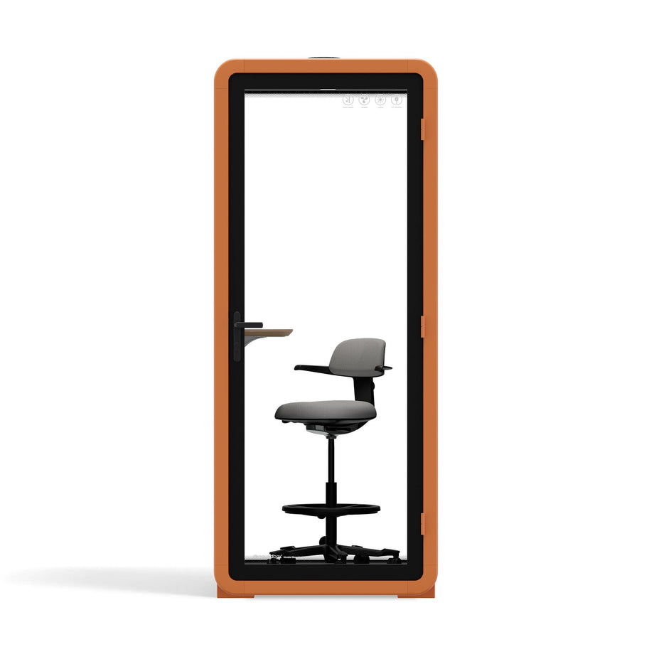 Bureau Pod Quell Acoustique Orange / Upgraded Device Shelf / Dark Grey