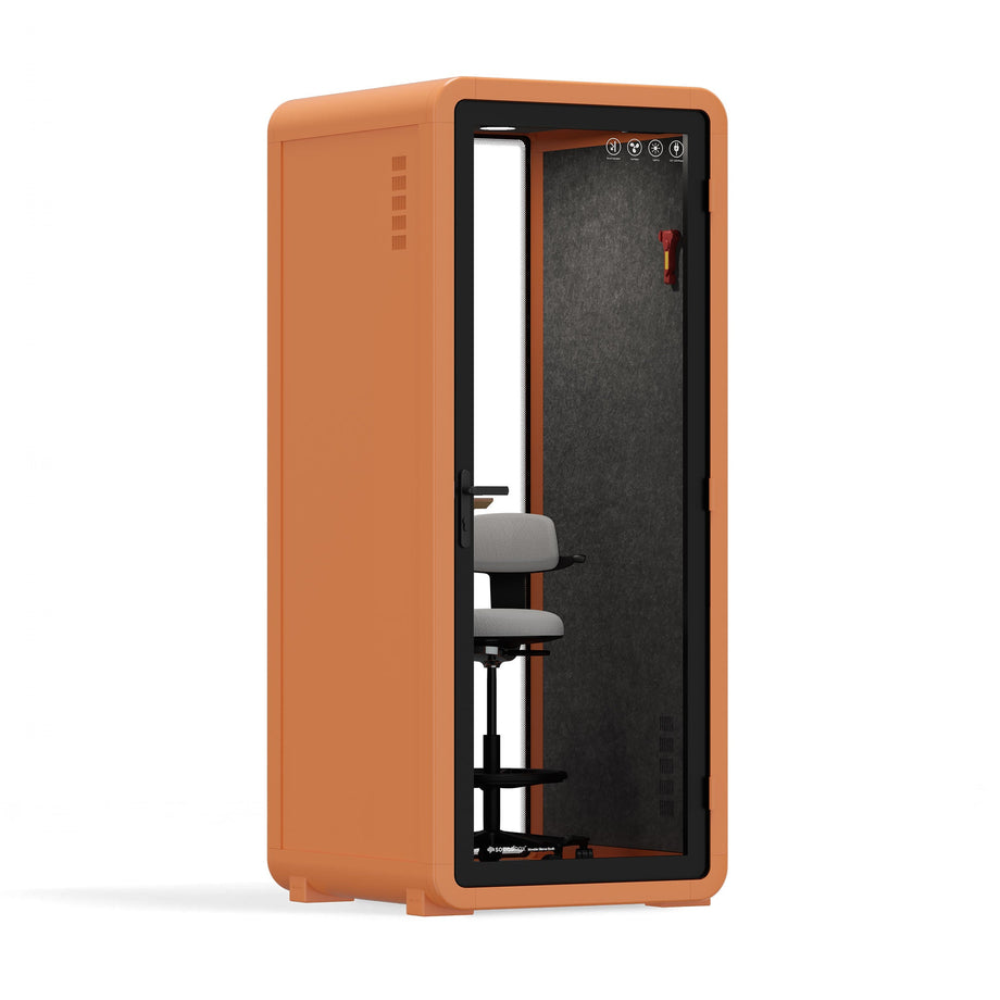 Bureau Pod Quell Acoustique Orange / Upgraded Device Shelf / Dark Grey