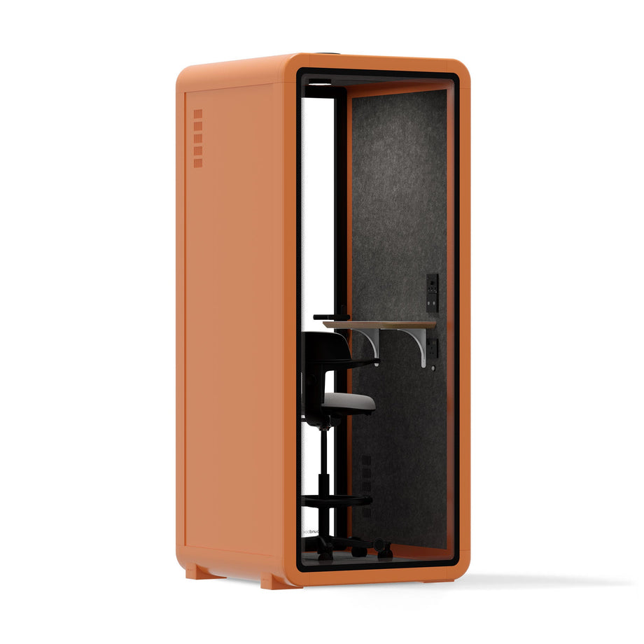 Bureau Pod Quell Acoustique Orange / Upgraded Device Shelf / Dark Grey