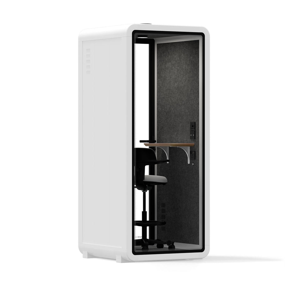 Bureau Pod Quell Acoustique White / Upgraded Device Shelf / Dark Grey