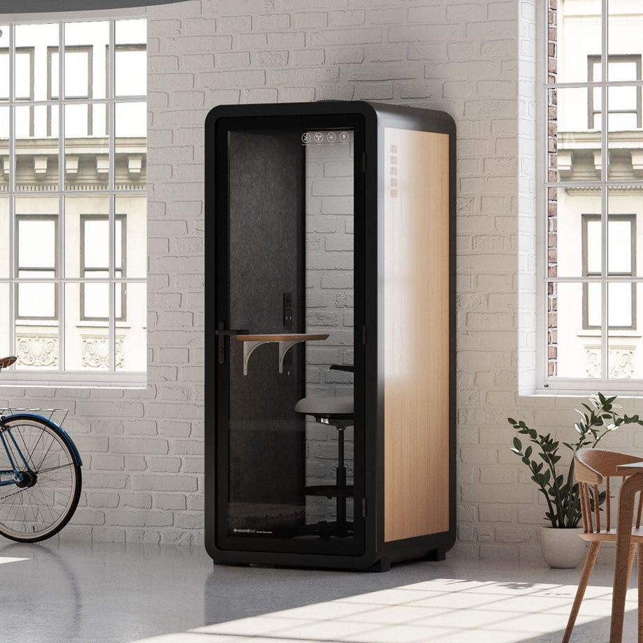 Bureau Pod Quell Acoustique Wooden / Upgraded Device Shelf / Dark Grey