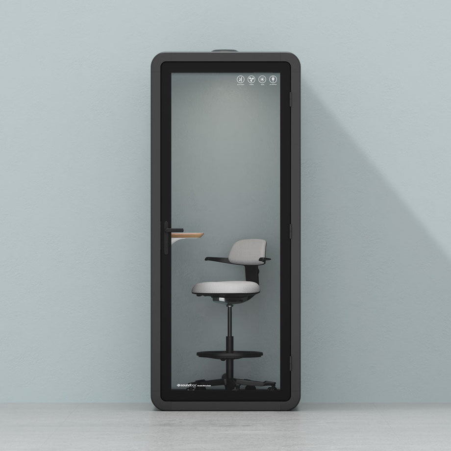 Bureau Pod Quell Acoustique Wooden / Upgraded Device Shelf / Dark Grey