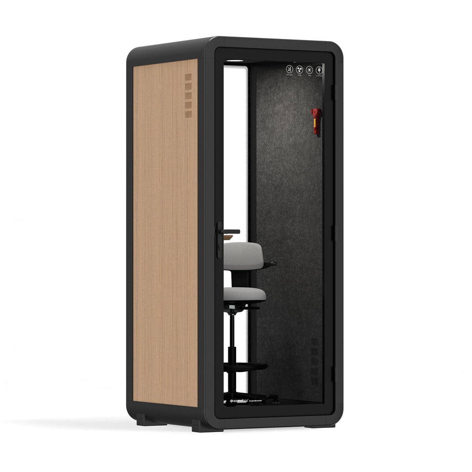 Bureau Pod Quell Acoustique Wooden / Upgraded Device Shelf / Dark Grey