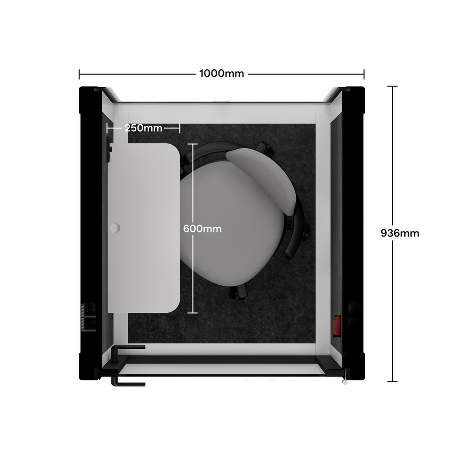 Bureau Pod Quell Acoustique White / Upgraded Device Shelf / Dark Grey