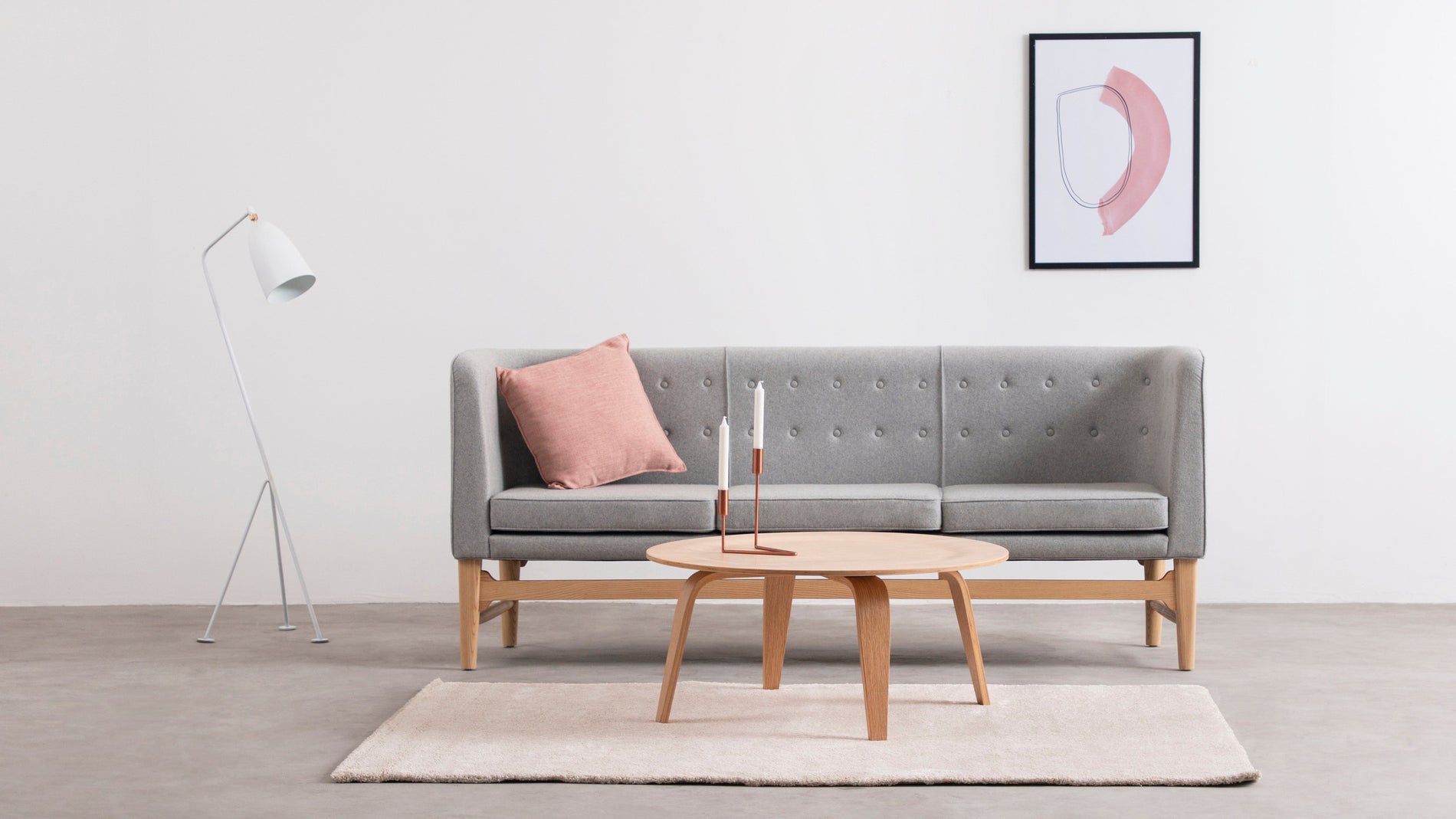 Mayor StyleMayor Style - Mayor Style Three Seater Sofa, Light Gray Wool and Ash