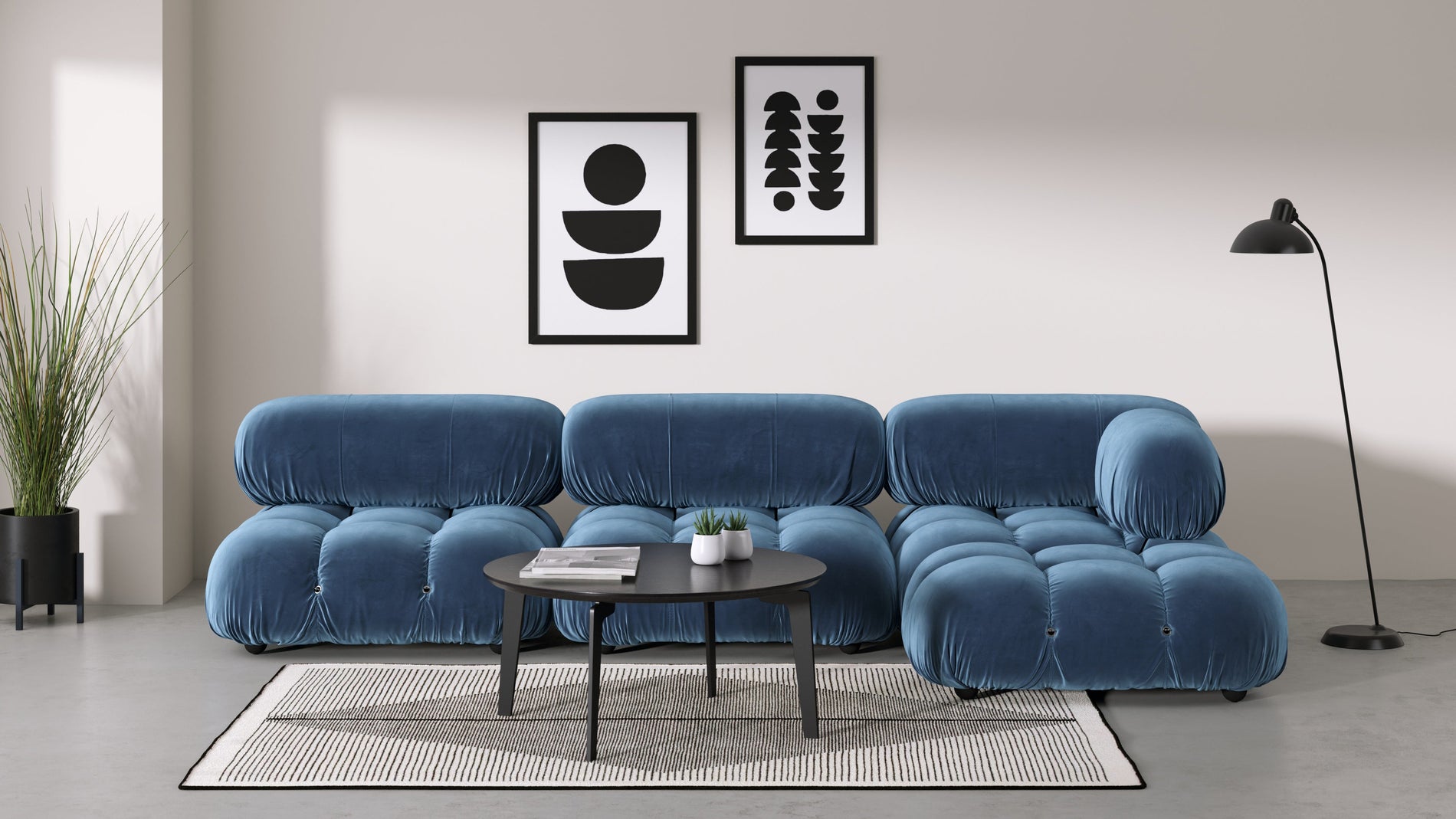 Bellini SectionalAegean Blue Velvet