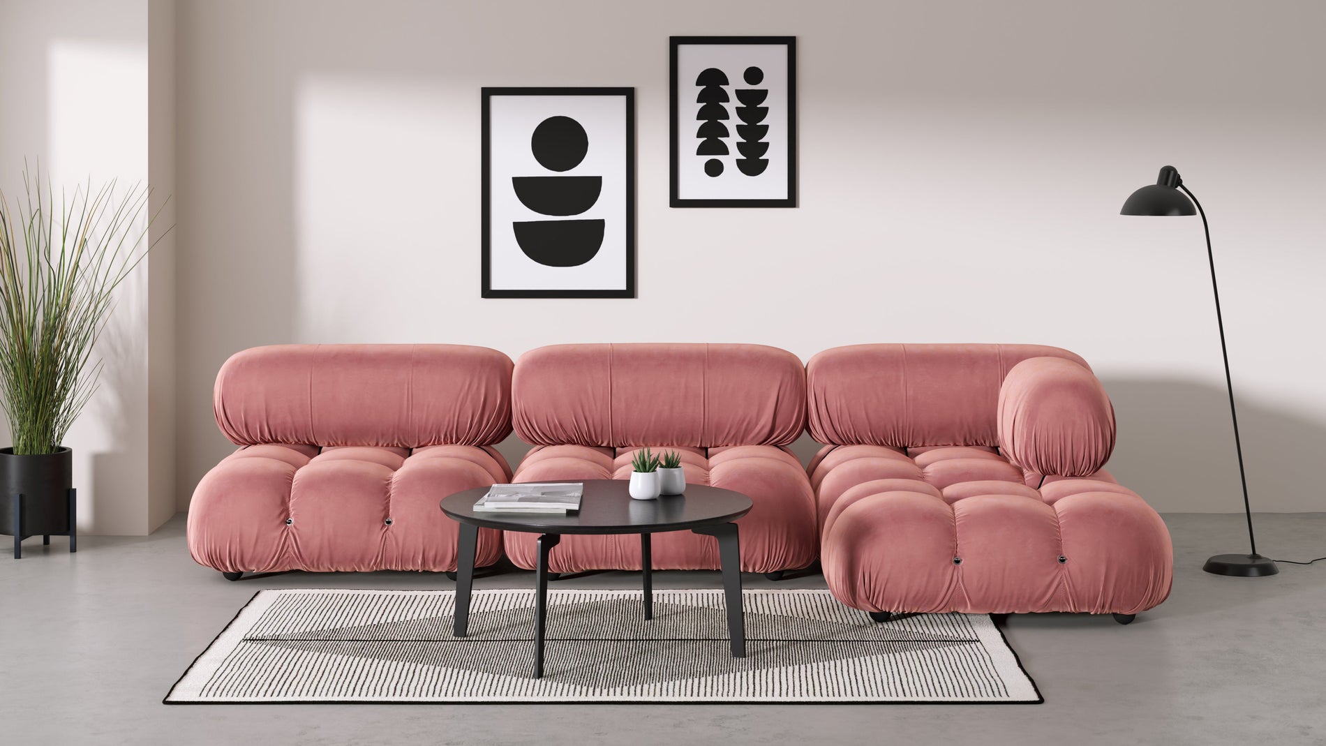 Bellini SectionalBlush Pink Velvet