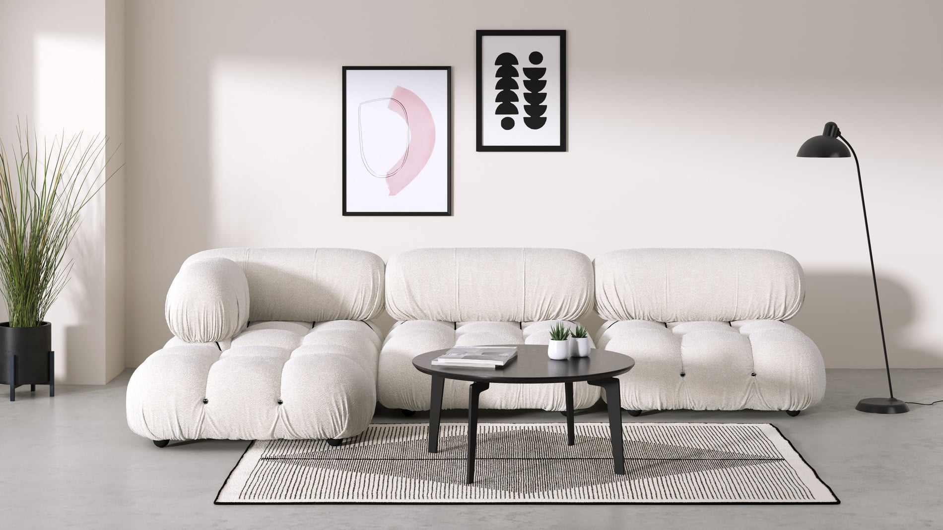 Bellini SectionalWhite Boucle