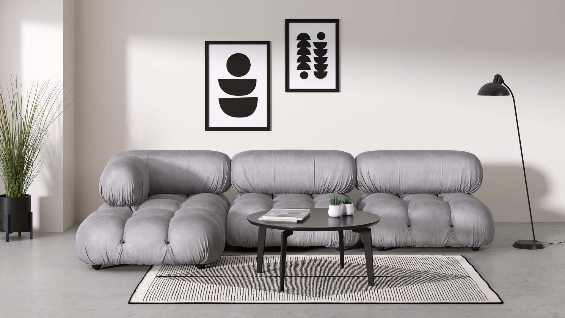 Bellini SectionalLight Gray Velvet