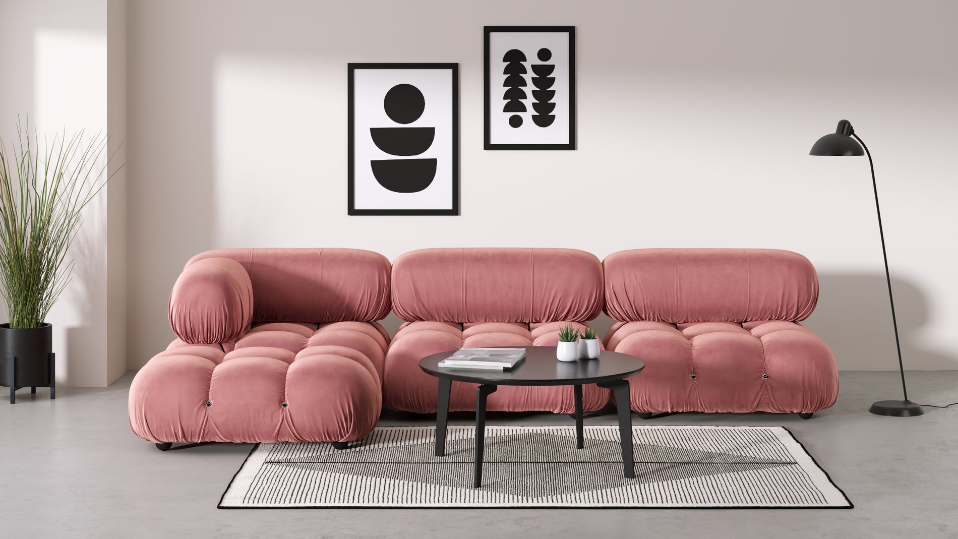 Bellini SectionalBlush Pink Velvet