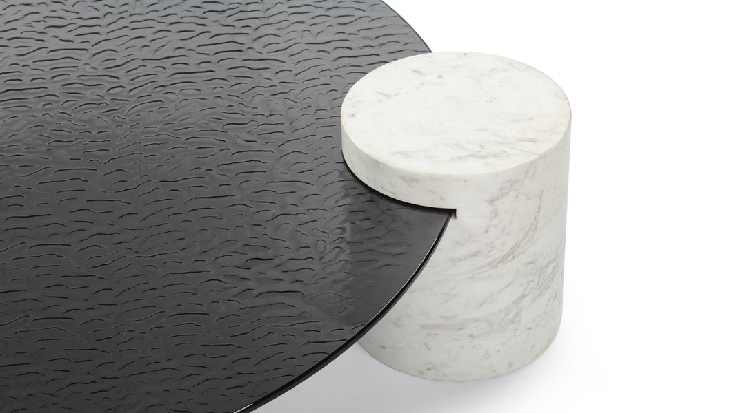 Verre ParticulierVerre Particulier - Verre Particulier Coffee Table, White Marble and Smoked Glass