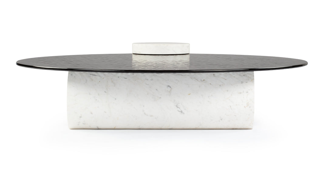 Verre ParticulierVerre Particulier - Verre Particulier Coffee Table, White Marble and Smoked Glass