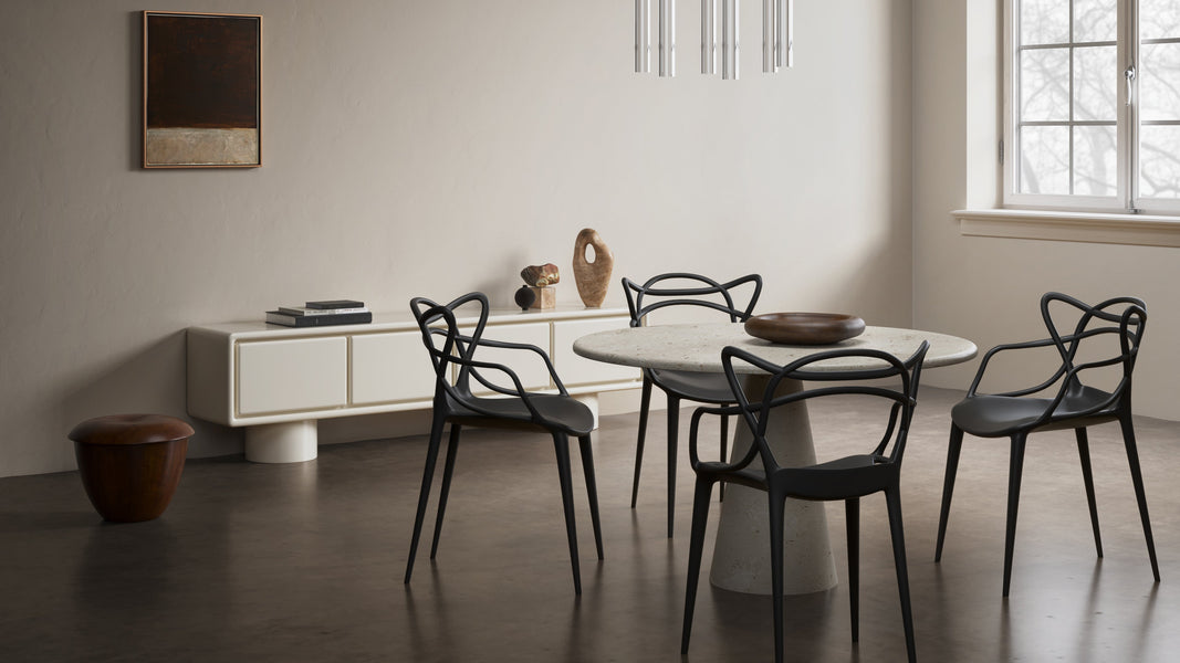 AnsonAnson - Anson Round Dining Table, Limestone, 119cm