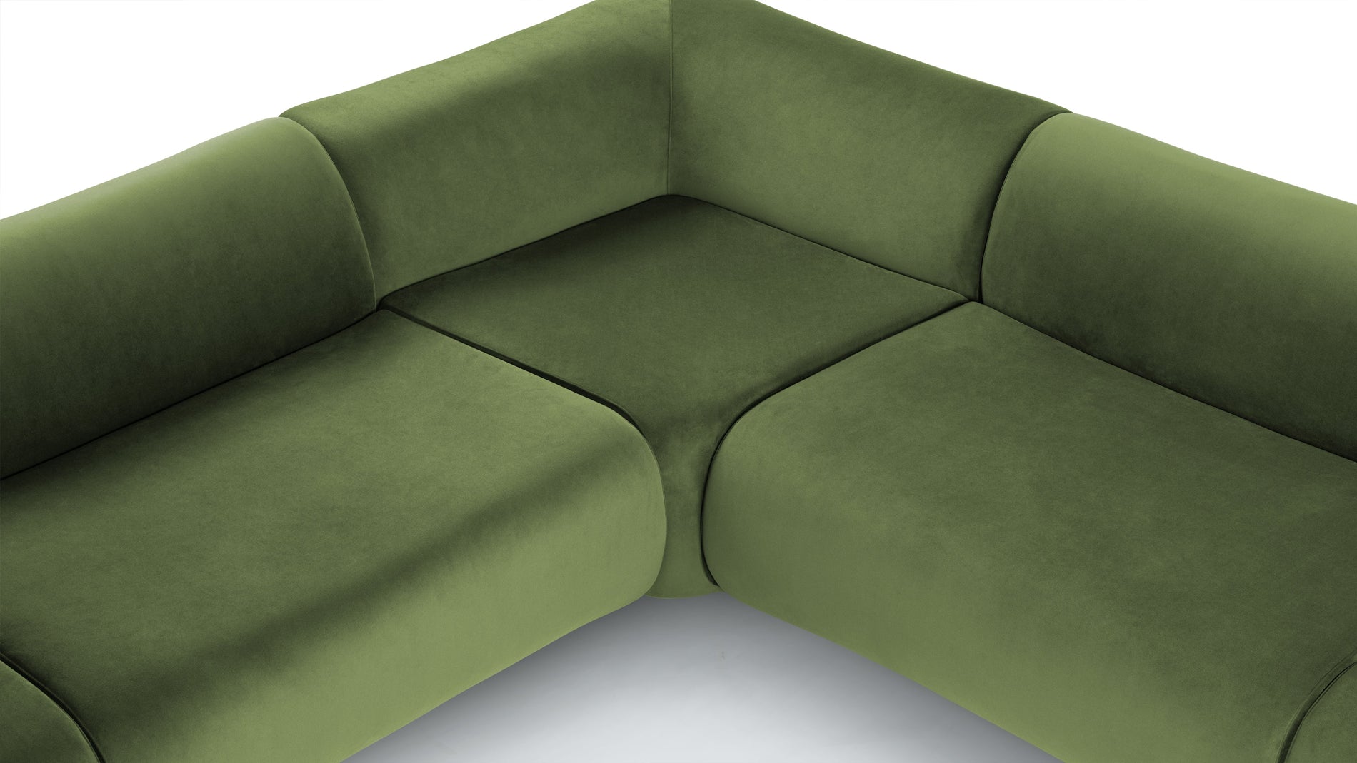 LeoLeo - Leo Sectional, Left Corner, Lichen Plush Velvet