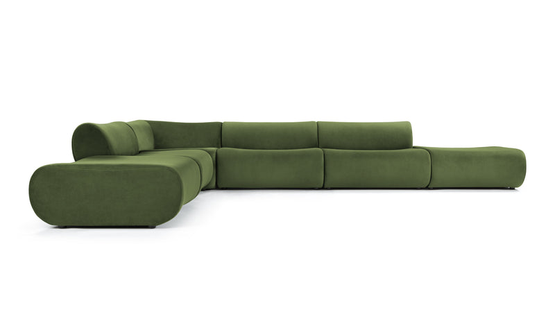 LeoLeo - Leo Sectional, Left Corner, Lichen Plush Velvet