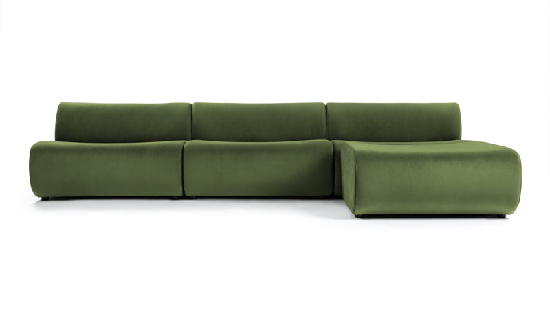 LeoLeo - Leo Sectional, Right Chaise, Lichen Plush Velvet