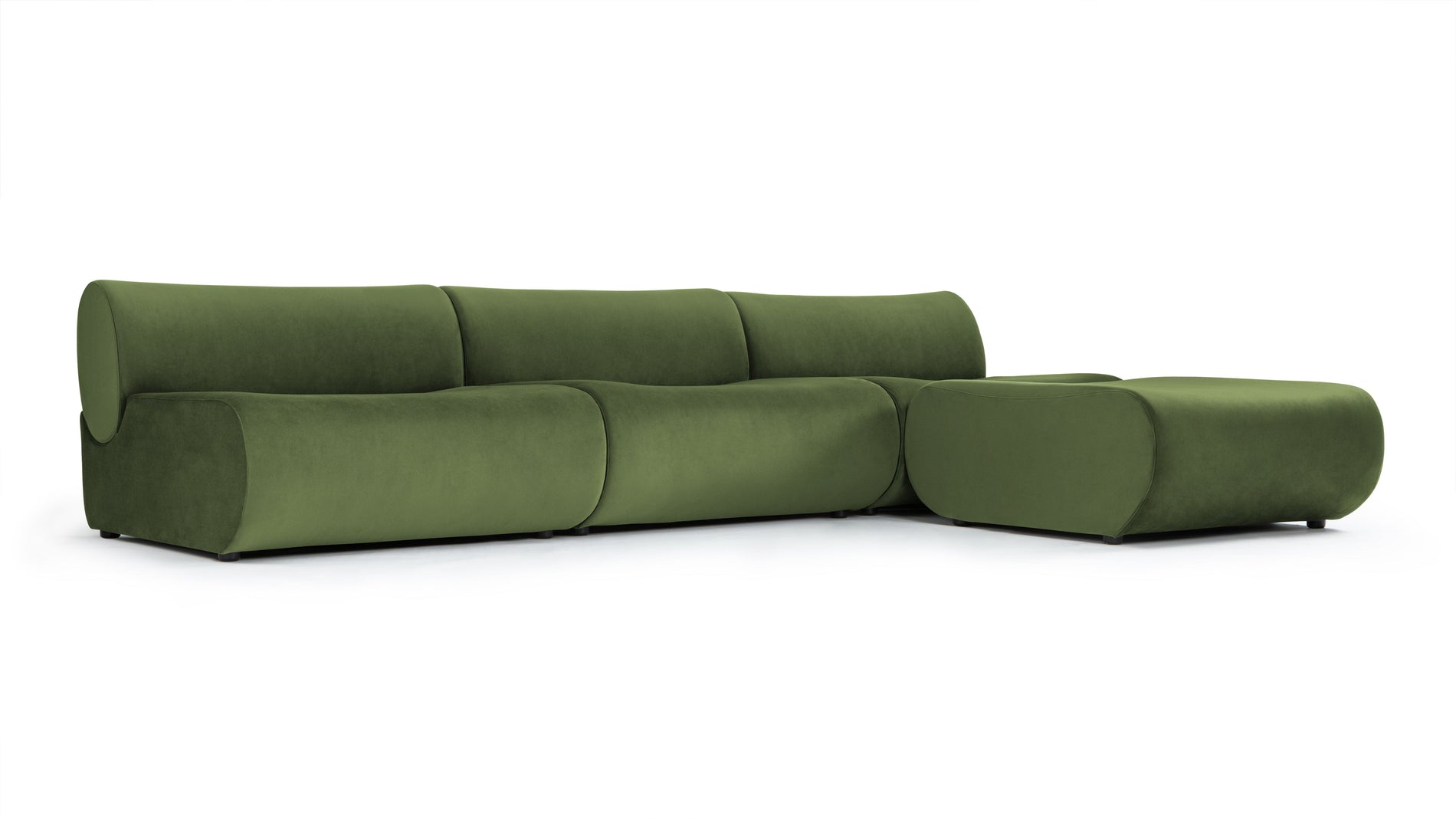 LeoLeo - Leo Sectional, Right Chaise, Lichen Plush Velvet