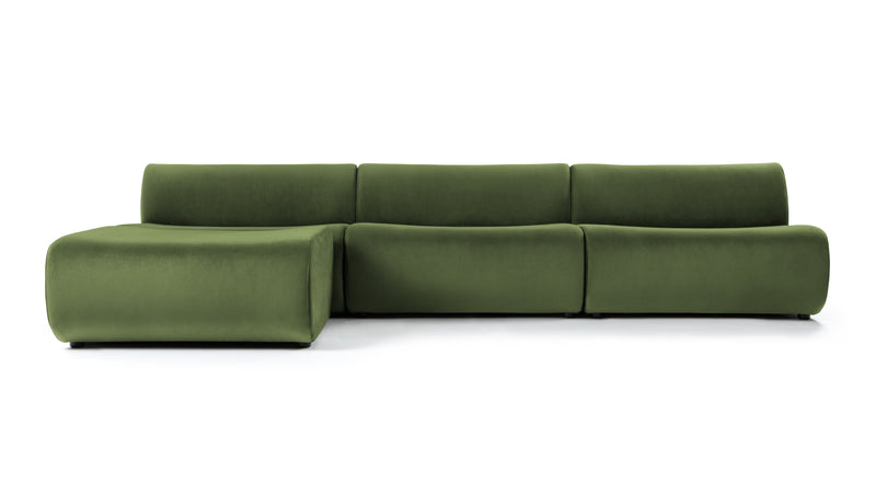 LöweLeo - Leo Sectional, linke Chaise, Flechtenplüsch -Samt