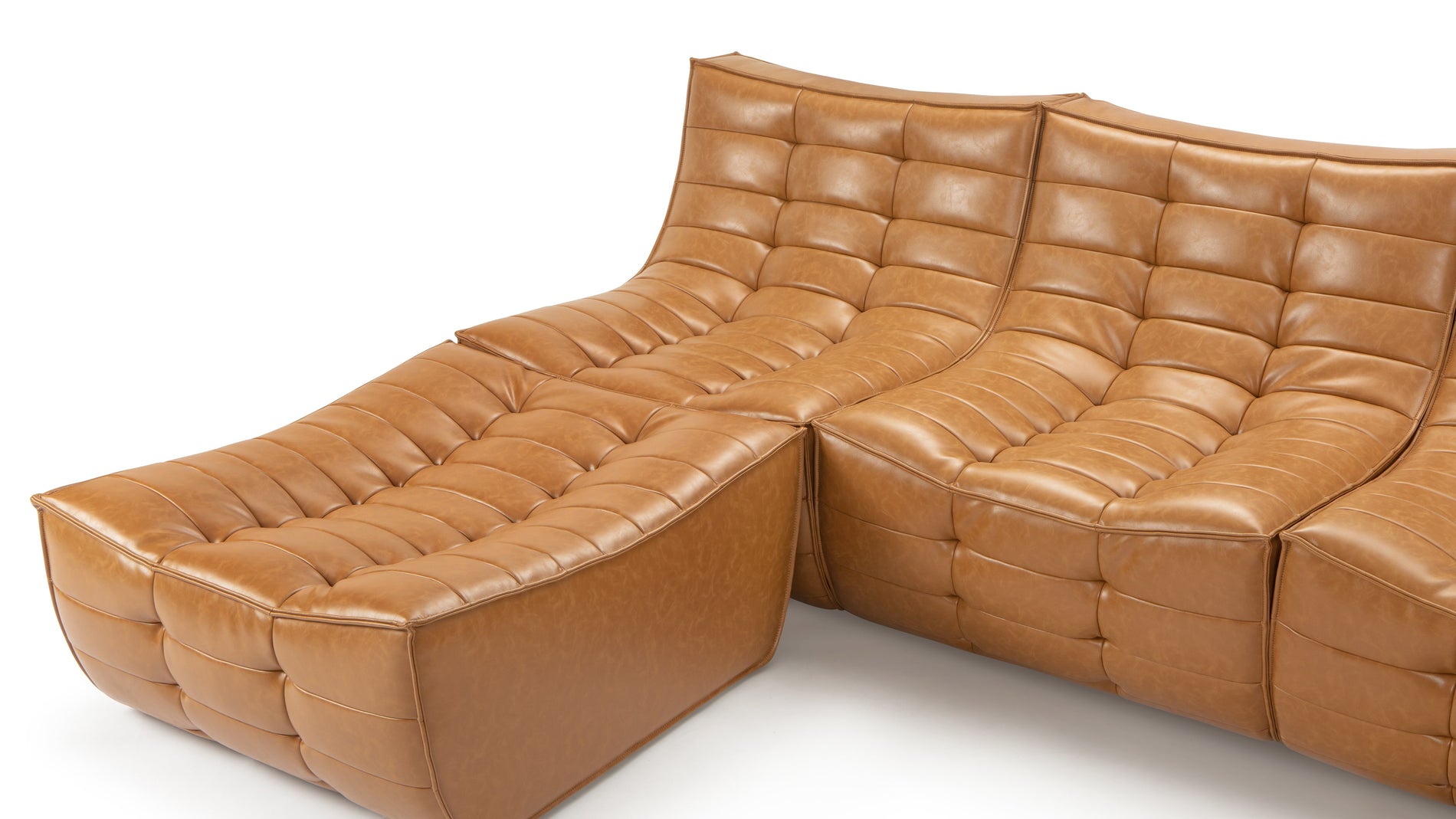 TygeTyge - Tyge Sectional, große rechte Ecke, Bourbon veganes Leder