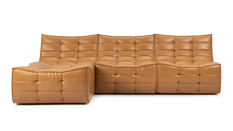 TygeTyge - Tyge Sectional, Left Chaise, Bourbon Vegan Leather