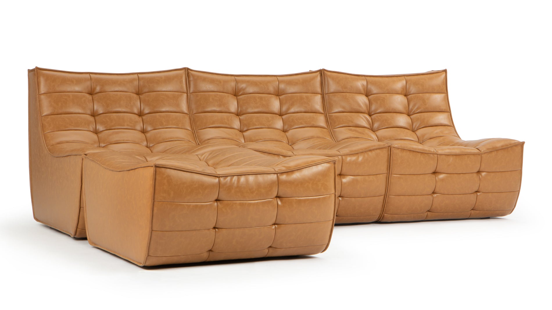TygeTyge - Tyge Sectional, Left Chaise, Bourbon Vegan Leather