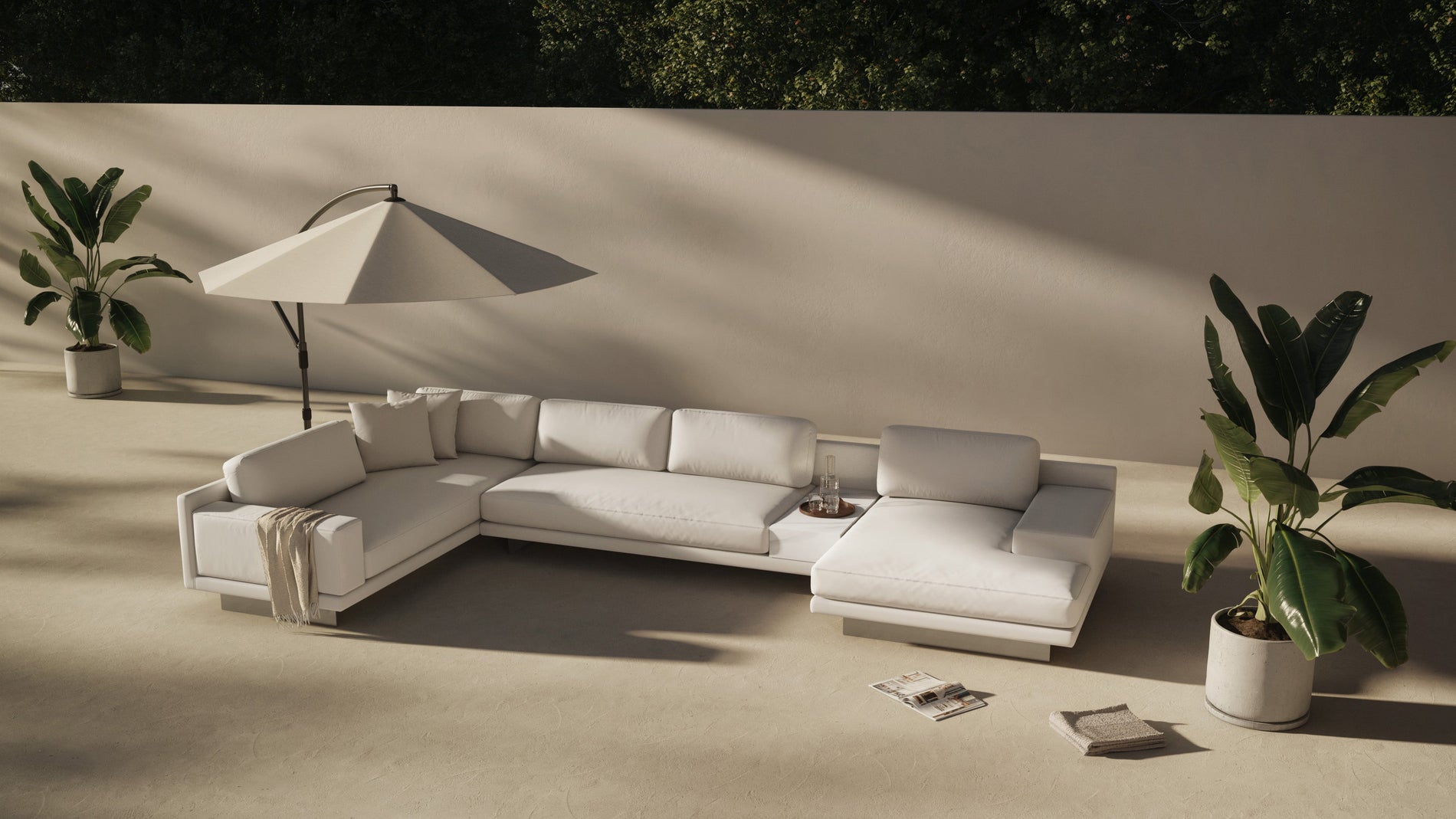 AlessioAlessio - Alessio -Outdoor -Modul, drei Sitzer -Sofa, linker Arm, Schale Performance Webe