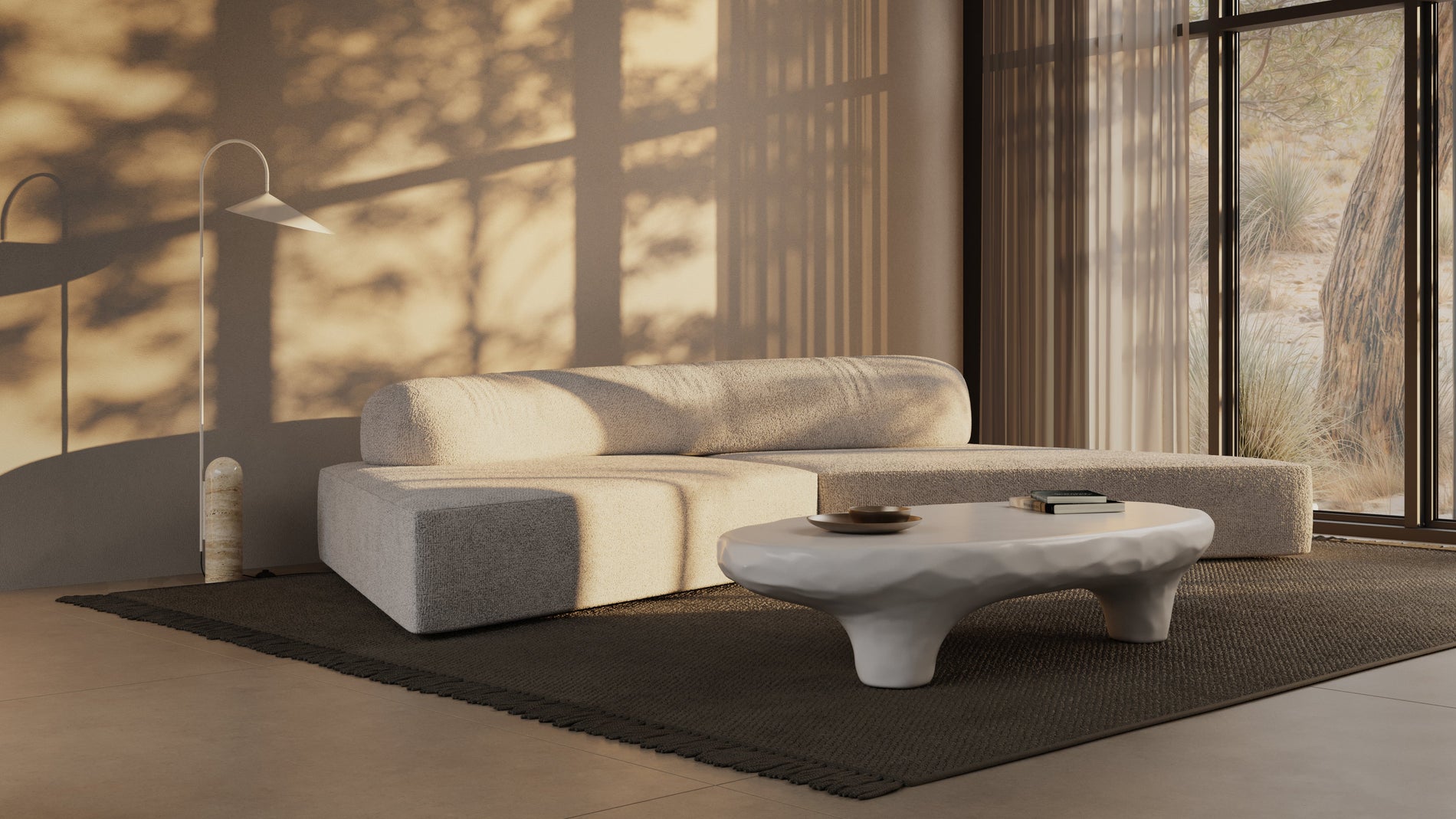 On the RocksOn the Rocks - On the Rocks Sofa, U Shape, Dove Textured Chenille