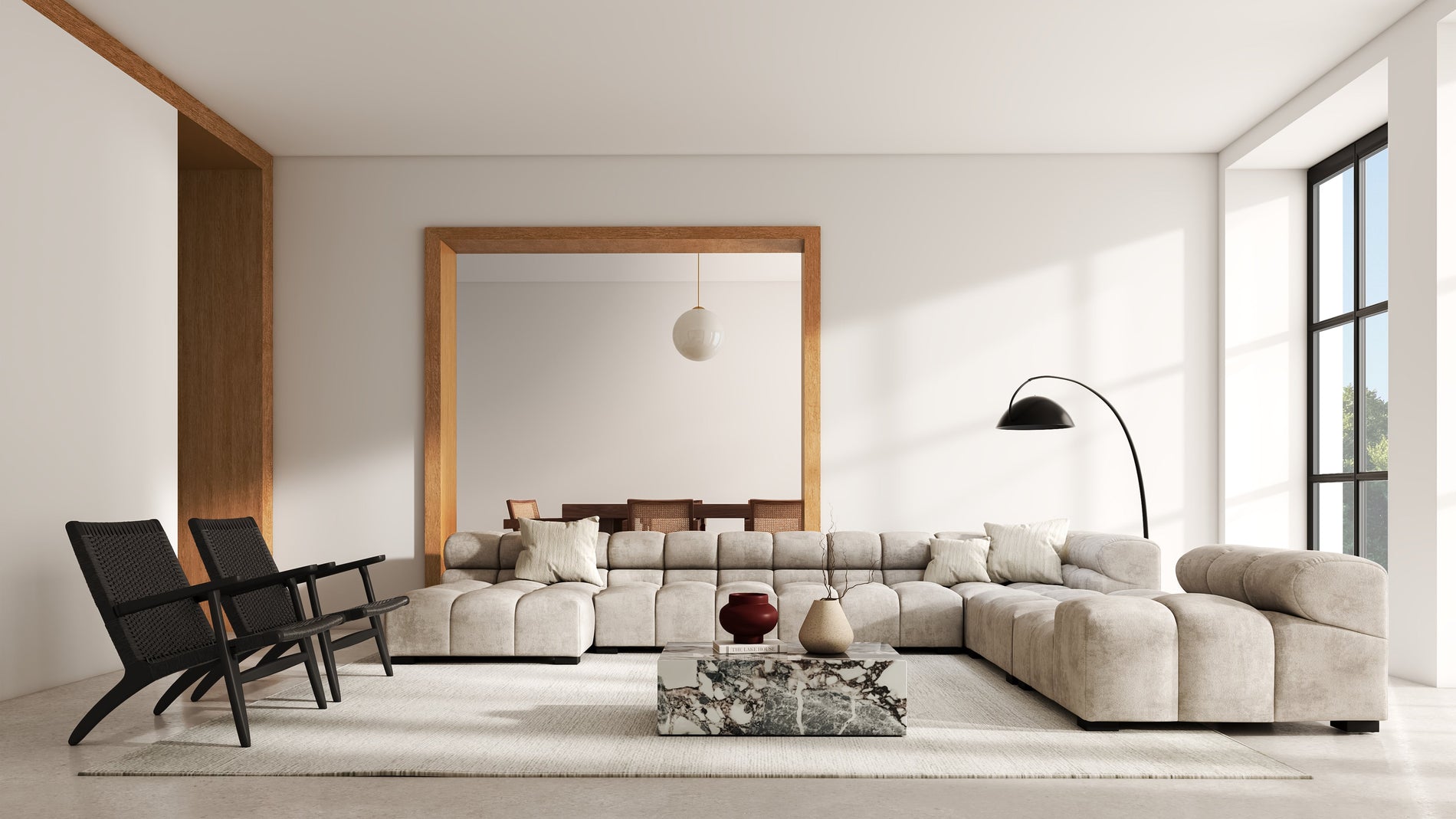 TuftyBeige Gray Chenille