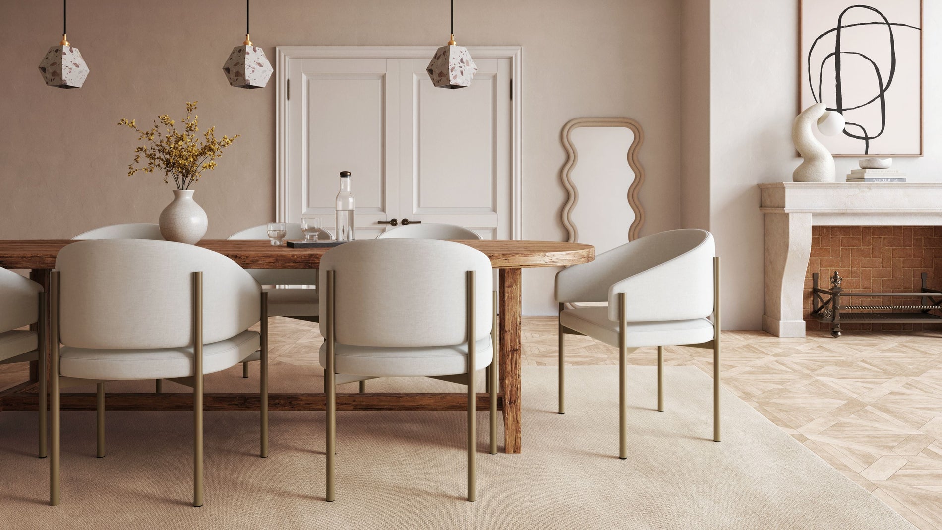 EsmeOatmeal Brushed Weave and Brushed Brass