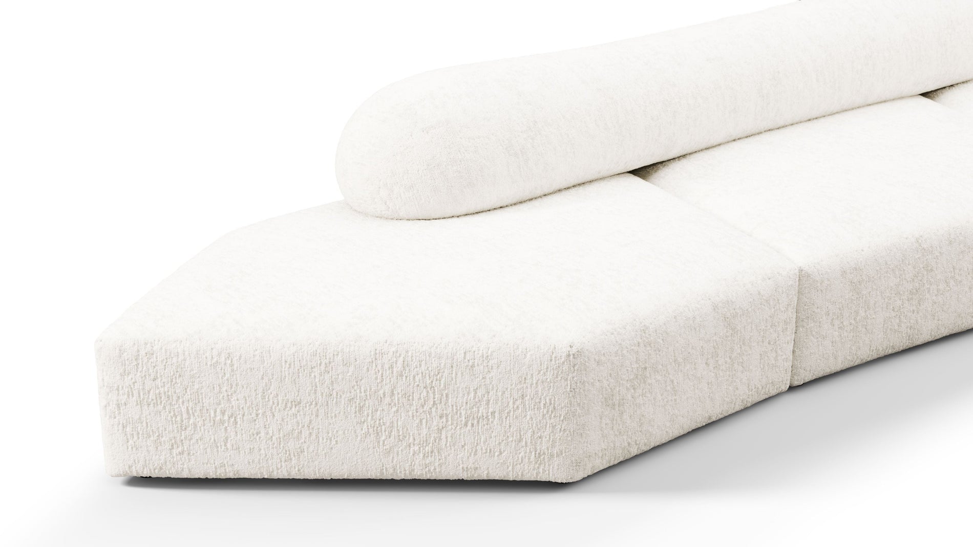 Auf den FelsenAuf den Felsen - auf den Felsensofa, drei Sitzplätzen, rechts, weiß strukturierter Chenille