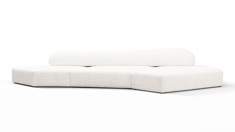 Auf den FelsenAuf den Felsen - auf den Felsensofa, drei Sitzplätzen, rechts, weiß strukturierter Chenille