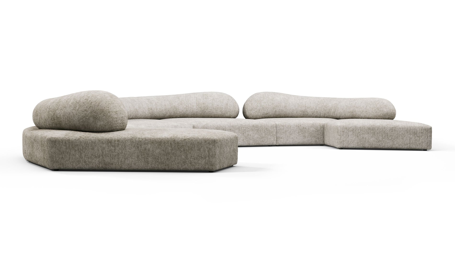 On the RocksOn the Rocks - On the Rocks Sofa, U Shape, Dove Textured Chenille