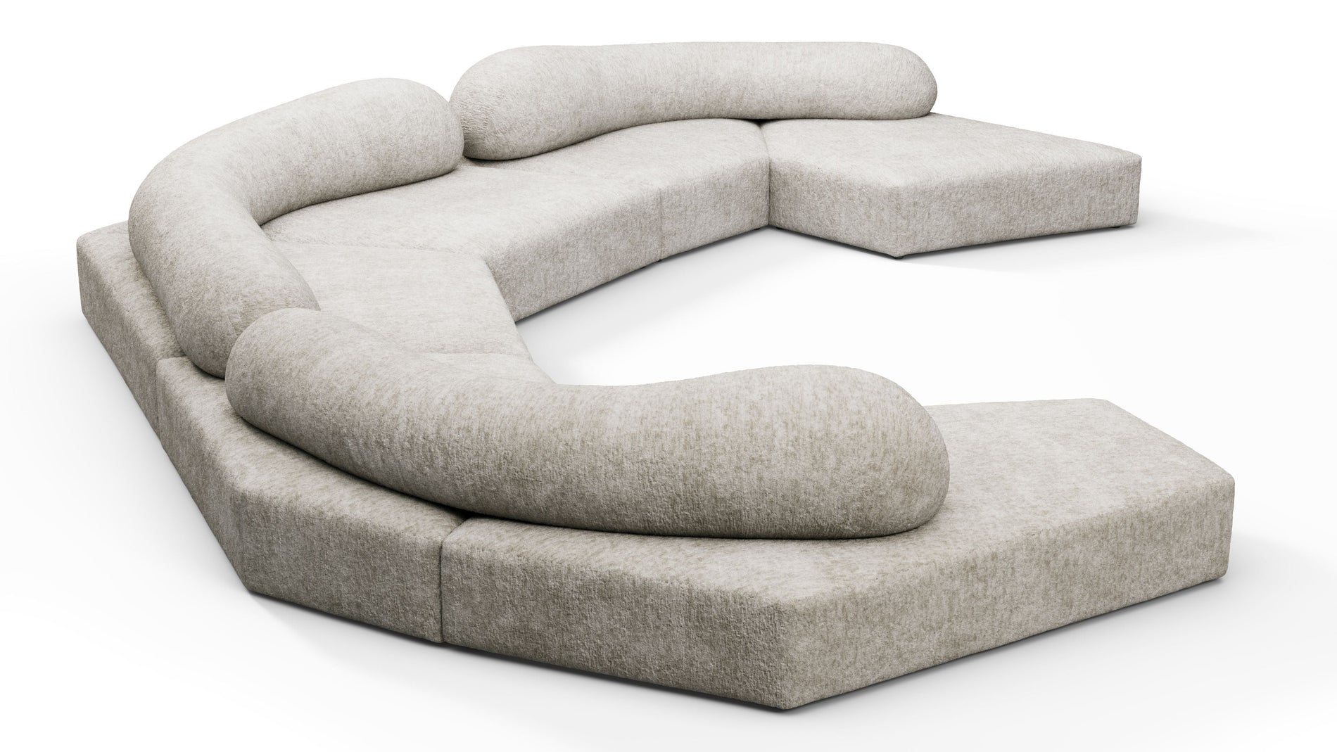 On the RocksOn the Rocks - On the Rocks Sofa, U Shape, Dove Textured Chenille