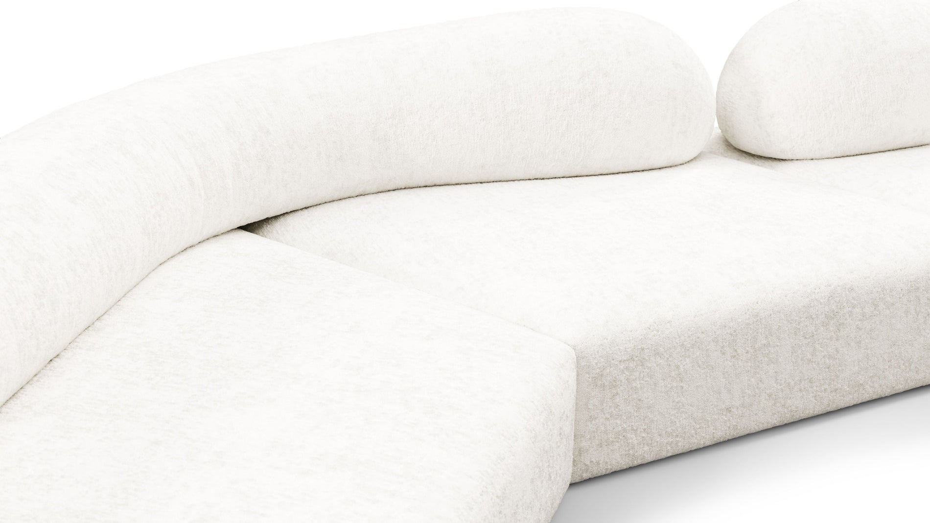 On the RocksOn the Rocks - On the Rocks Sofa, U Shape, White Textured Chenille