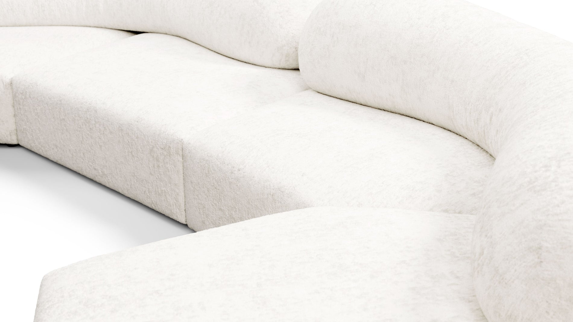 On the RocksOn the Rocks - On the Rocks Sofa, U Shape, White Textured Chenille