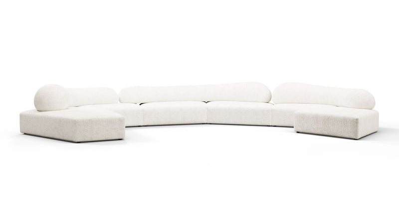 On the RocksOn the Rocks - On the Rocks Sofa, U Shape, White Textured Chenille