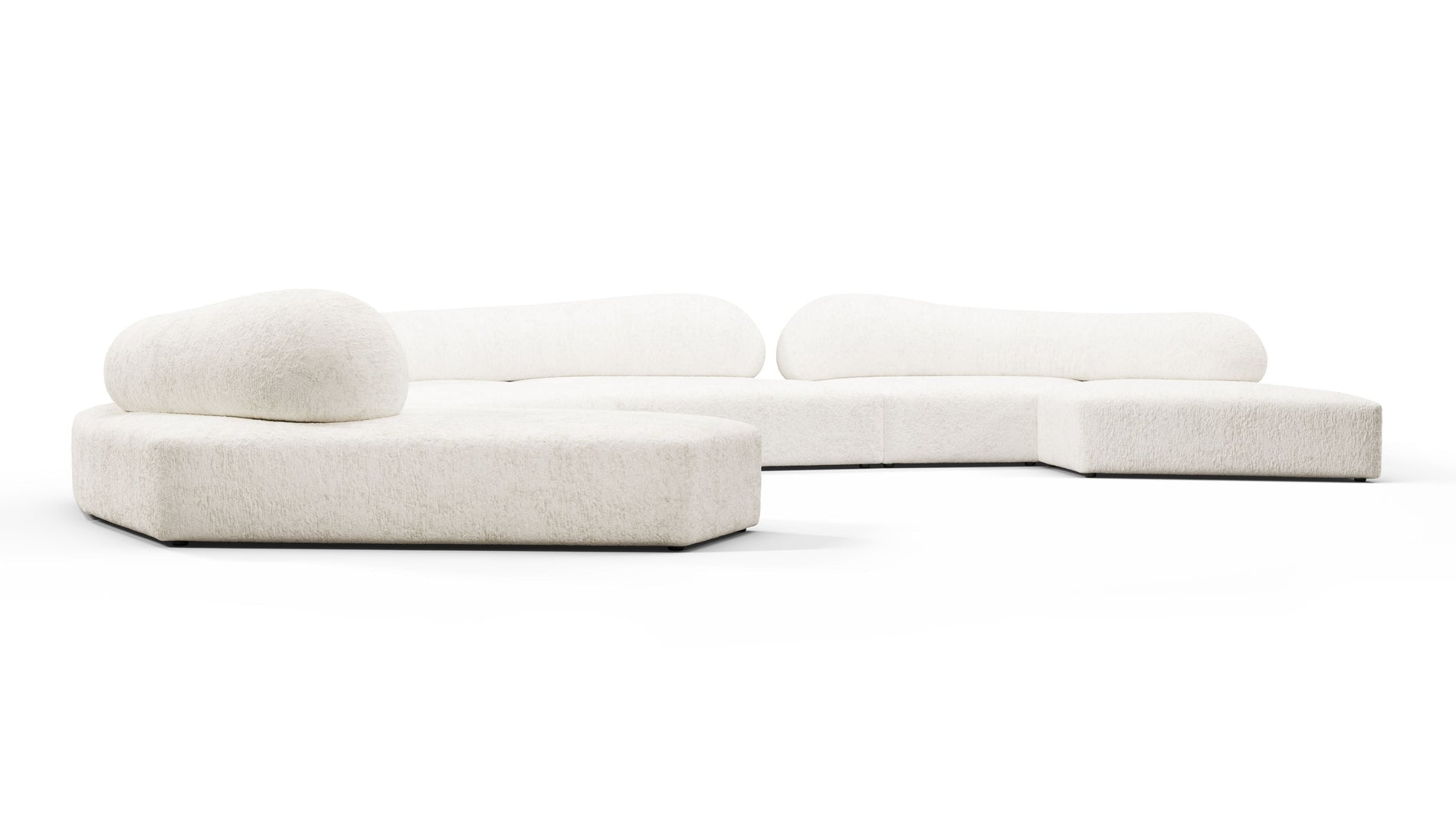 On the RocksOn the Rocks - On the Rocks Sofa, U Shape, White Textured Chenille