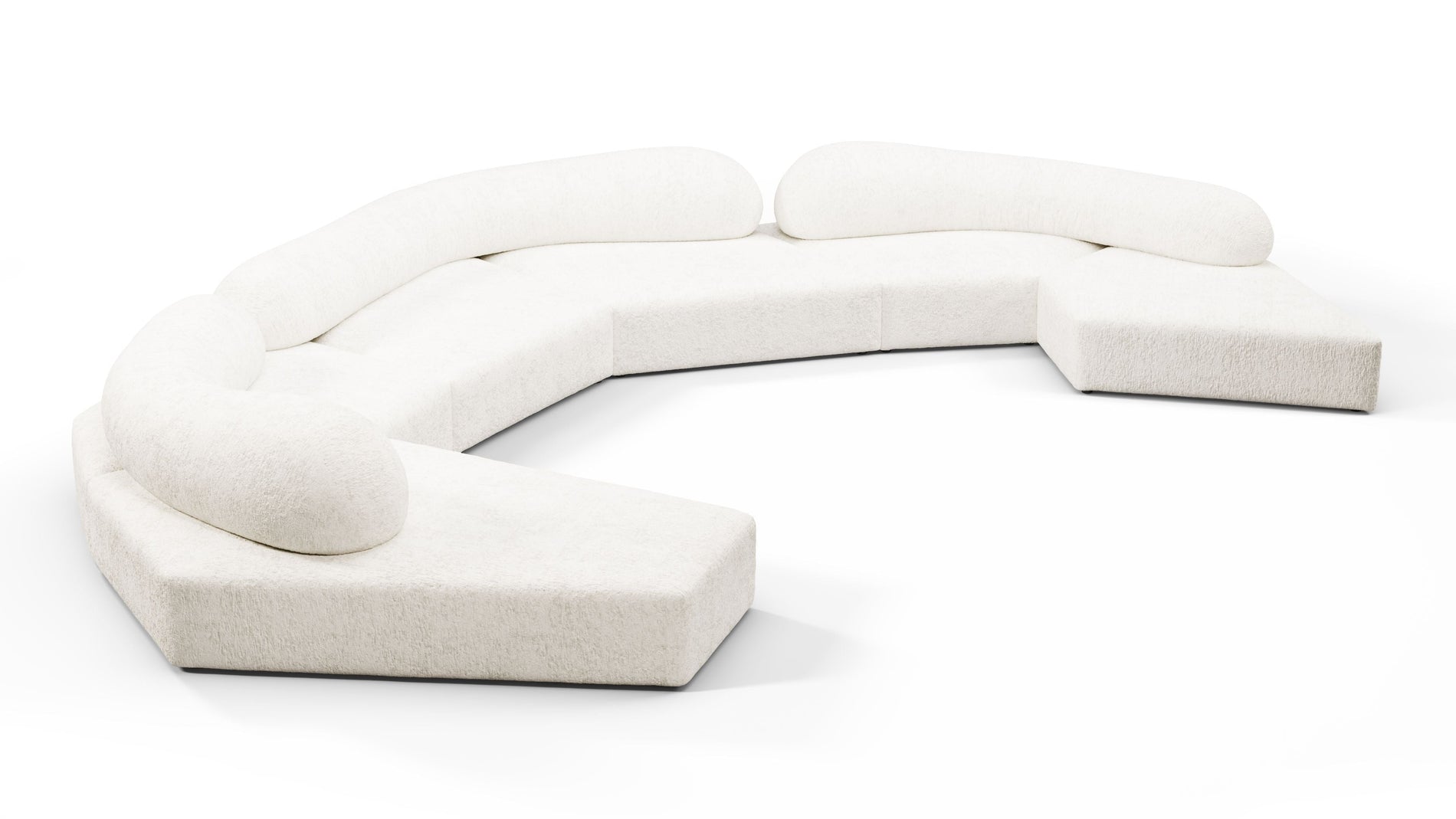 On the RocksOn the Rocks - On the Rocks Sofa, U Shape, White Textured Chenille