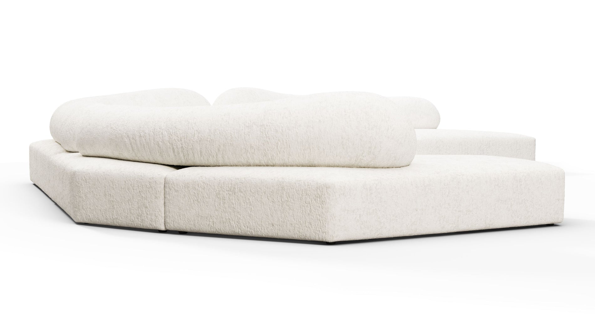 On the RocksOn the Rocks - On the Rocks Sofa, U Shape, White Textured Chenille