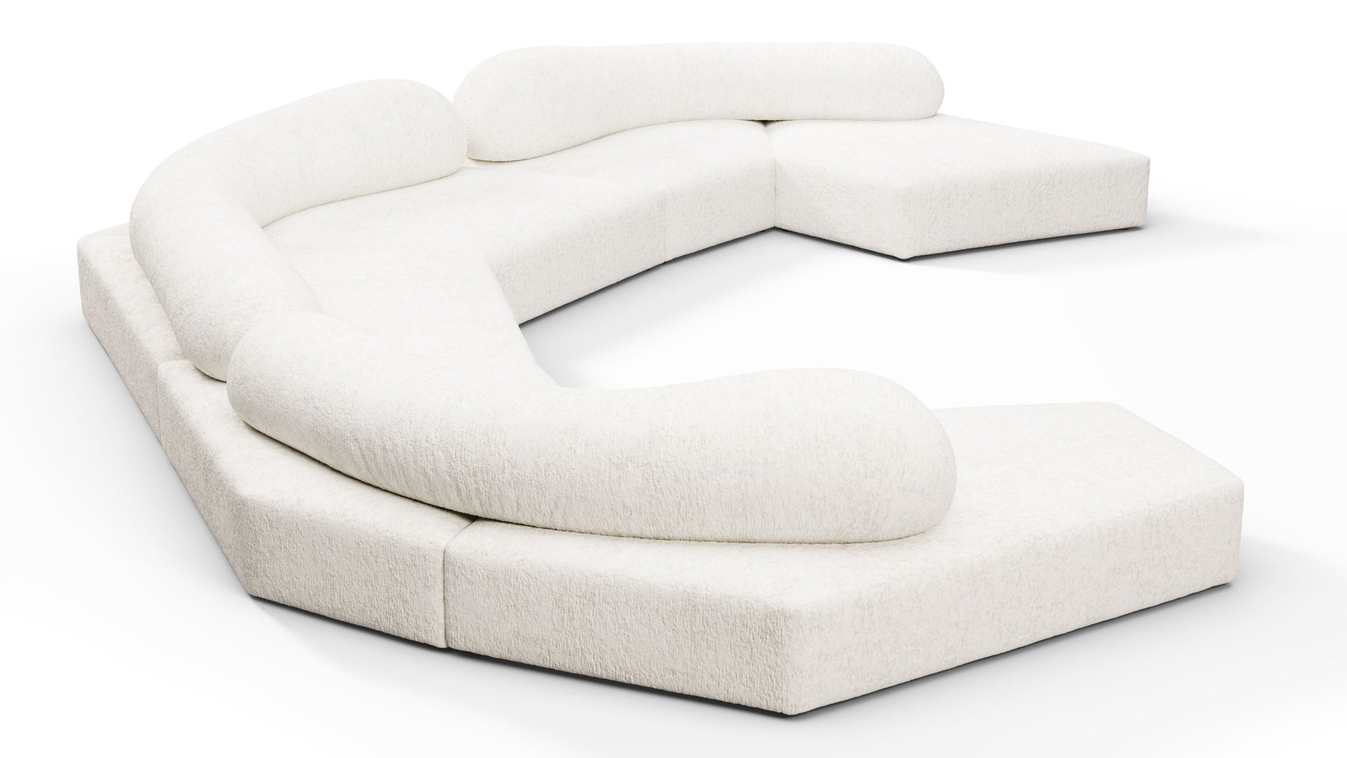 On the RocksOn the Rocks - On the Rocks Sofa, U Shape, White Textured Chenille