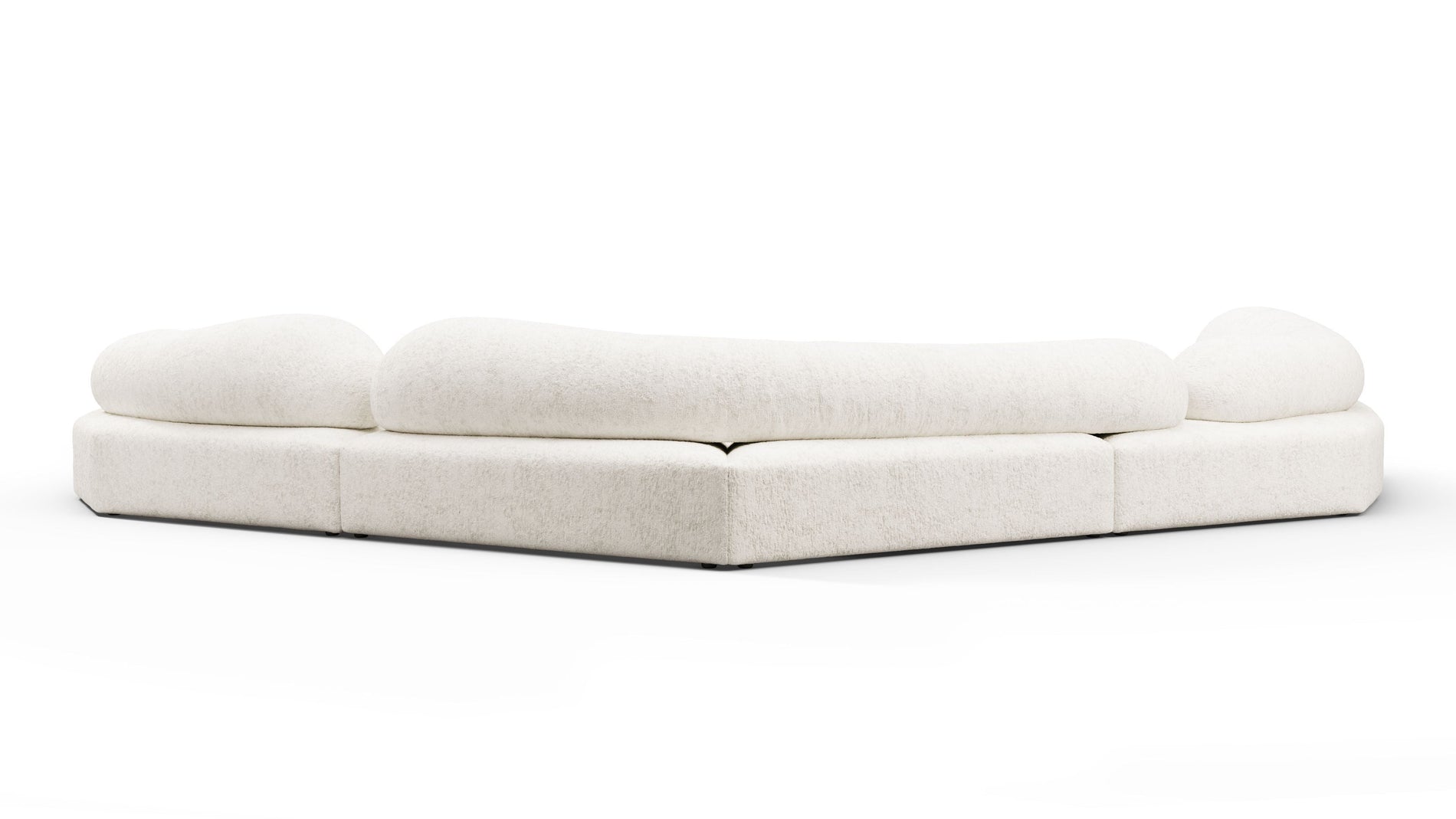 On the RocksOn the Rocks - On the Rocks Sofa, U Shape, White Textured Chenille