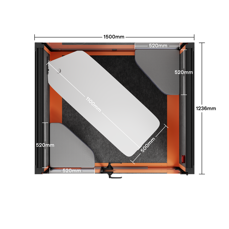 Toimistopuhelinosasto Quell - 2 henkilöäOrange / Dark Gray / Meeting Room + Table + Corner Stool