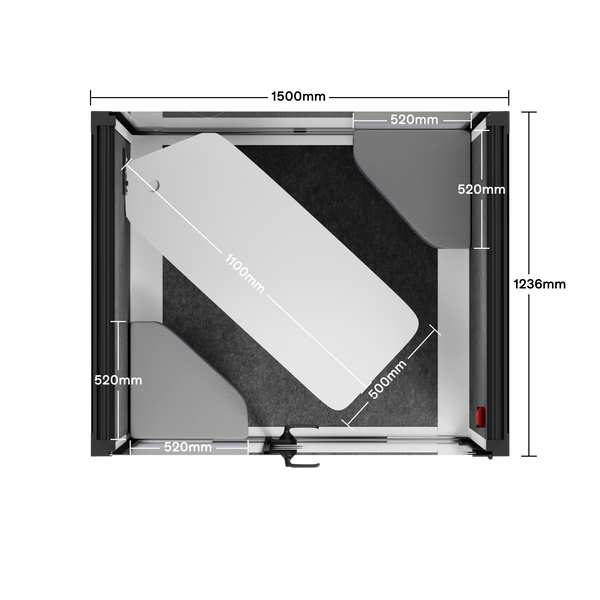 Office Phone Booth Quell - 2 PersonWhite / Dark Gray / Meeting Room + Table + Corner Stool